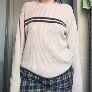 Esprit Cream Sweater with Black Stripes